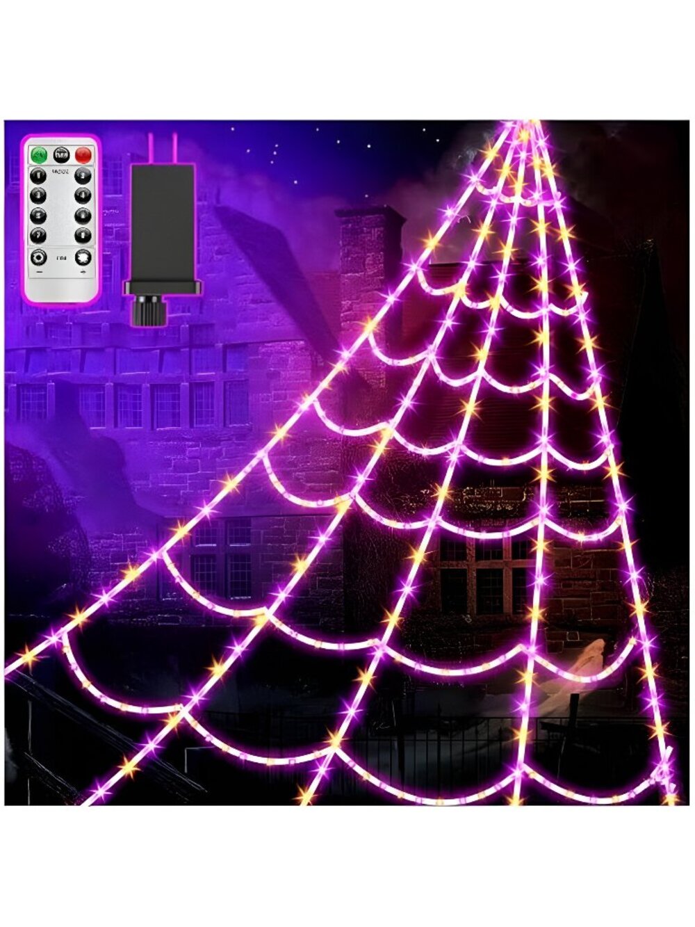 Halloween Decorations Outdoor Spider Web,Upgraded 450 LED Spider Web Lights